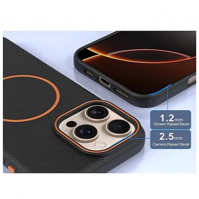 Ốp lưng da PU Likgus Beauty Magnetic cho iPhone 15 Pro Max (Màu Nâu, Xanh, Xám, Đen Cam, Đen Xanh)