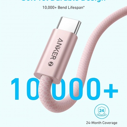Cáp Type C to Type C Anker Zolo dài 1.5m 240W (Trắng, Đen)