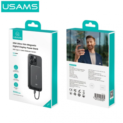 Pin sạc dự phòng USAMS 20W Ultra-thin Magnetic Digital
