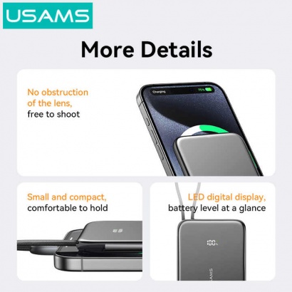 Pin sạc dự phòng USAMS 20W Ultra-thin Magnetic Digital