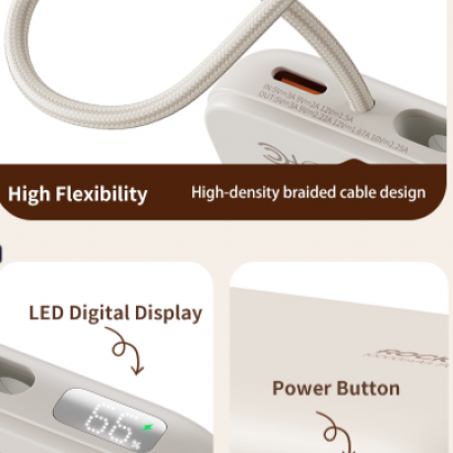 Pin Dự Phòng Không Dây Nam Châm ROCK P28 with Cable 10000mAh 20W