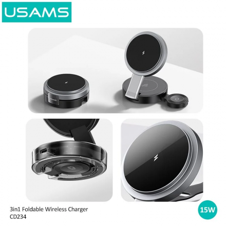Đế Sạc Nhanh Không Dây 15W 3 IN 1 USAMS