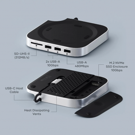Đế Kiêm Hub Chuyển Đổi 5in1 Cho Mac Mini M4 SATECHI