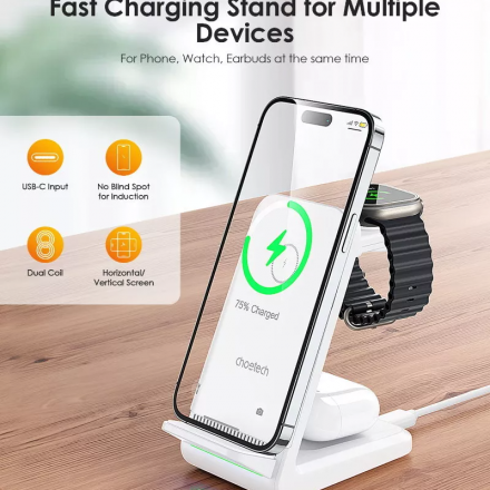 Đế sạc không dây 15W 4in1 CHOETECH