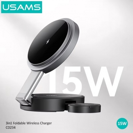 Đế Sạc Nhanh Không Dây 15W 3 IN 1 USAMS