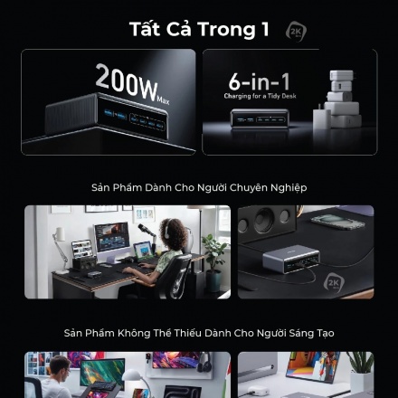 Trạm Sạc 200W GaN Anker Prime - A2683141